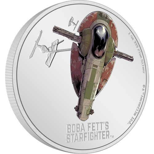 BOBA FETT's Starfighter 1 Oz Silver Coin $2 Niue 2022