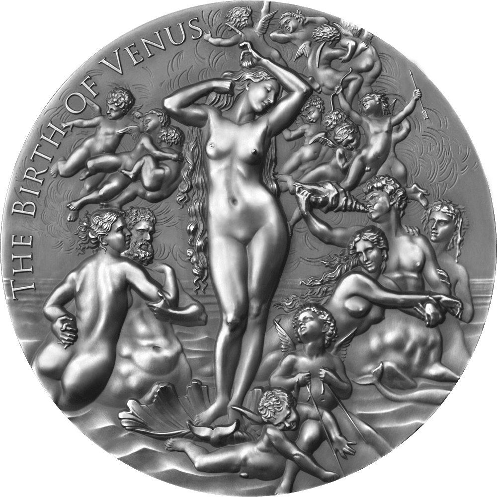 BIRTH OF VENUS Celestial Beauty 2 Oz Silver Coin 2000 Francs Cameroon 2021