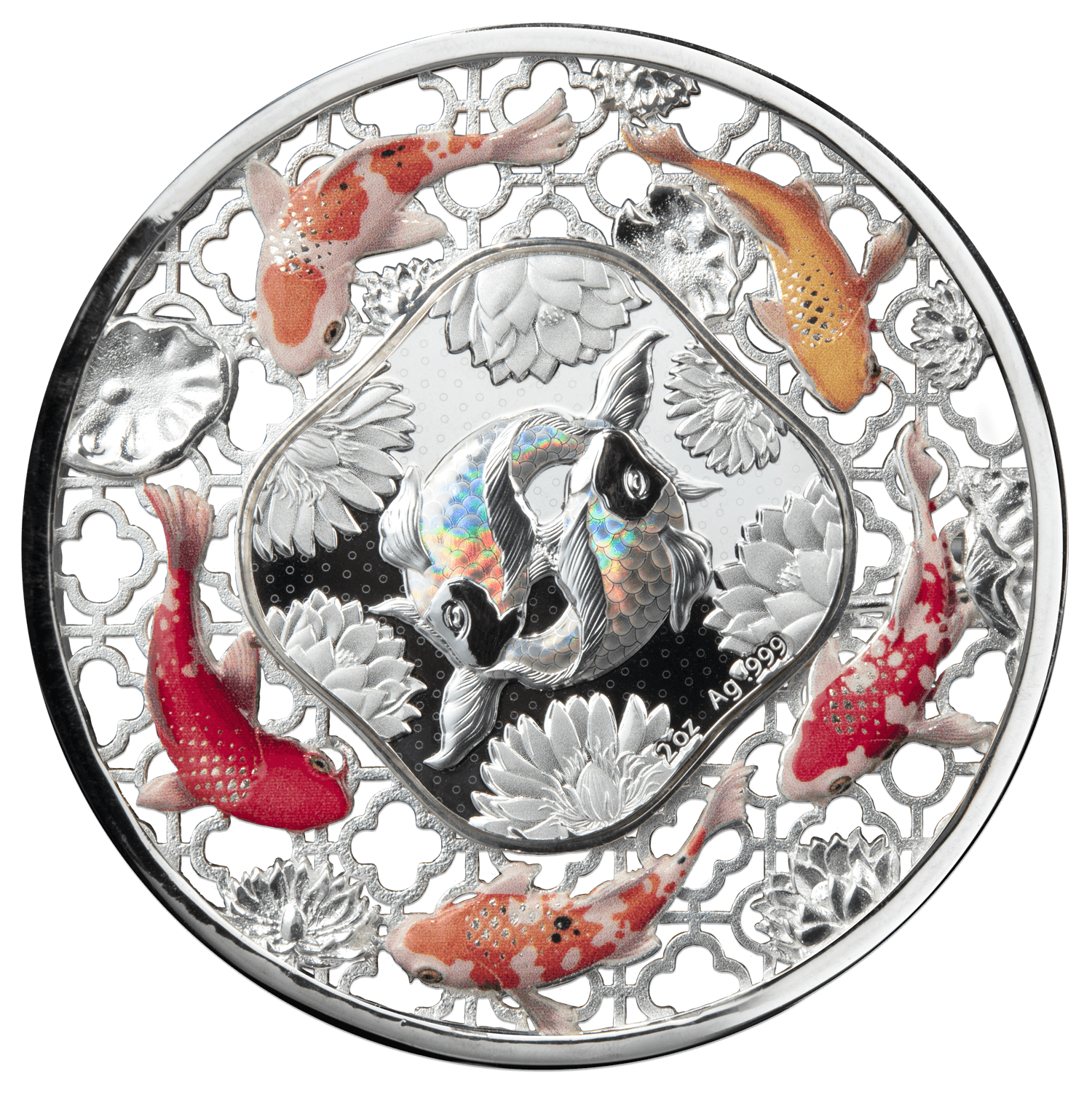 FILIGREE KOI Fortune 2 Oz Silver Coin $5 Solomon Island 2023 - MDM