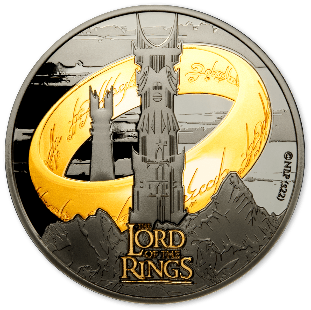 LORD OF THE RINGS 24k Gold Plating 1 Oz Silver Coin $5 Samoa 2022