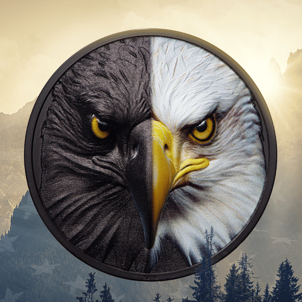 Bald Eagle Day & Night 3 Oz Silver Coin $20 Palau 2024 - PARTHAVA COIN