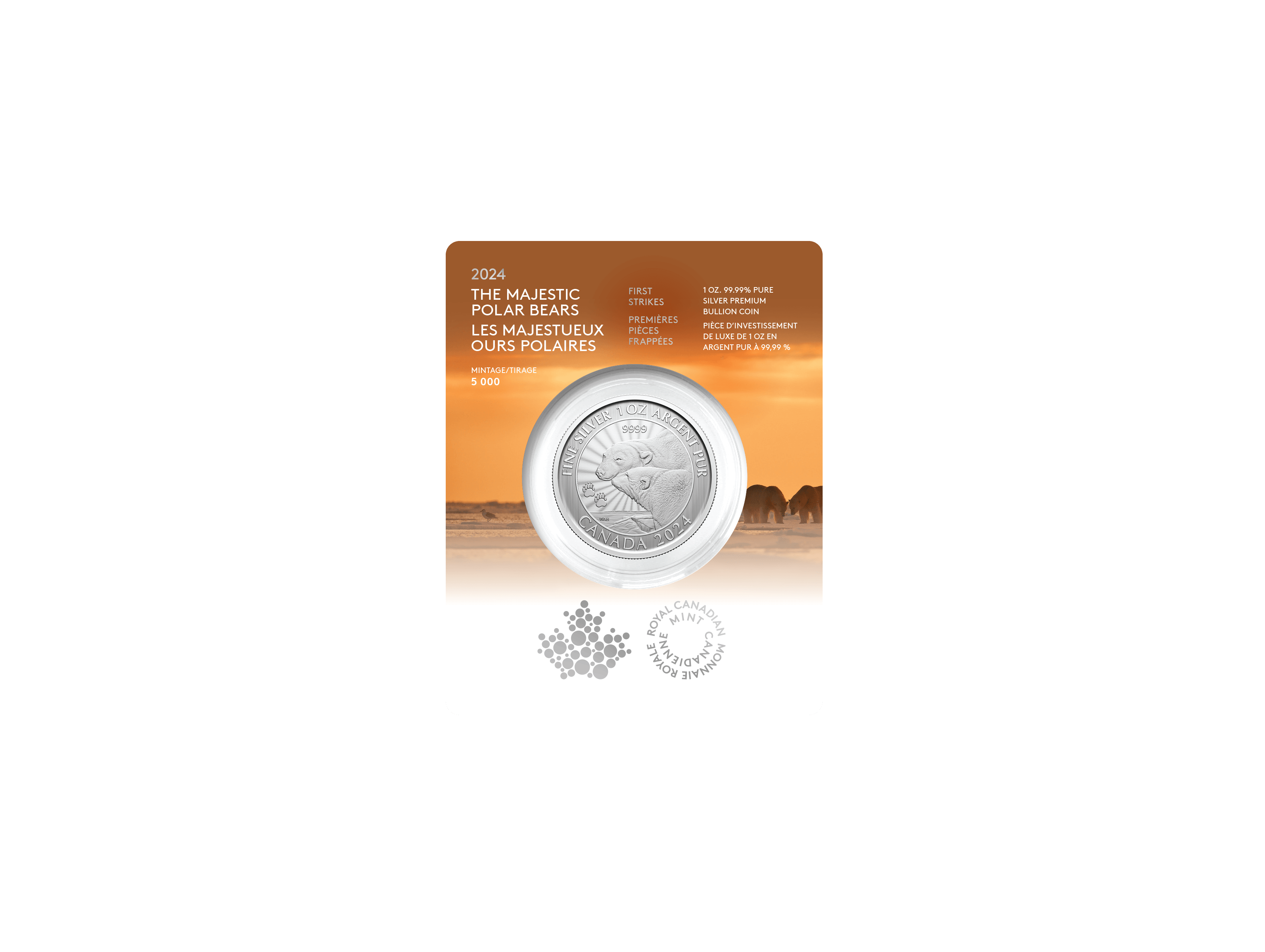 1 oz. 99.99% Pure Silver Coin: First Strikes – The Majestic Polar Bears (Premium Bullion) - PARTHAVA COIN