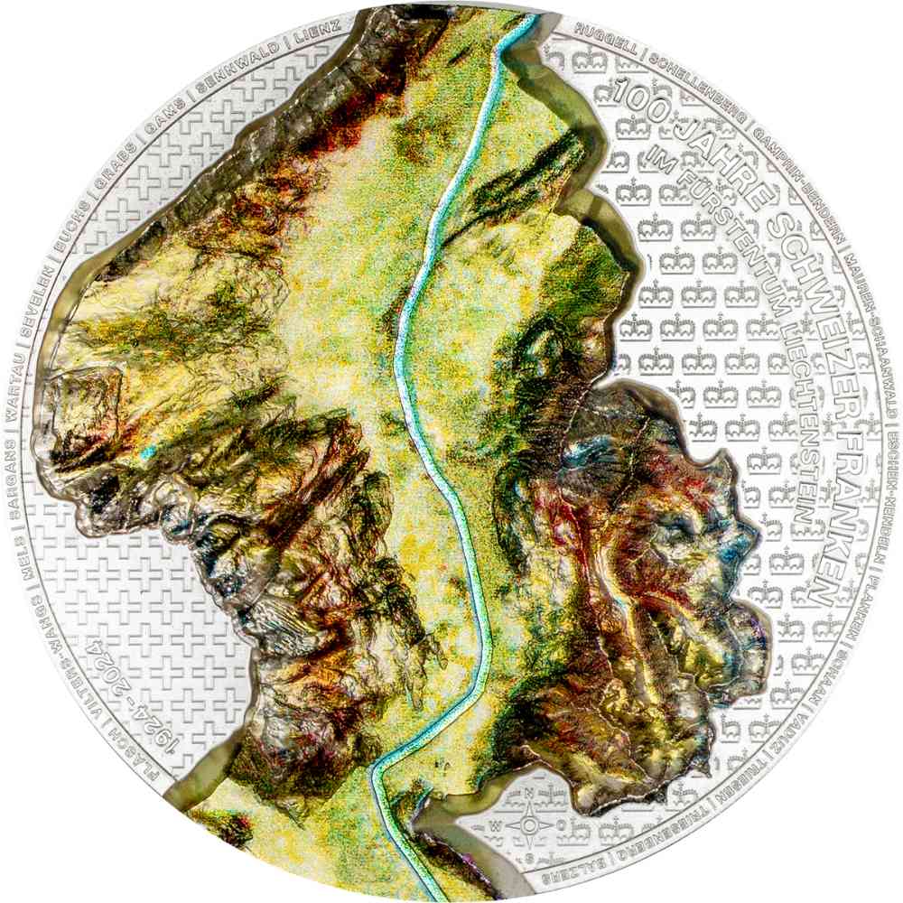 100 YEARS SWISS FRANC IN LIECHTENSTEIN 1 Oz Silver Coin 5 Francs Liechtenstein 2024 - PARTHAVA COIN