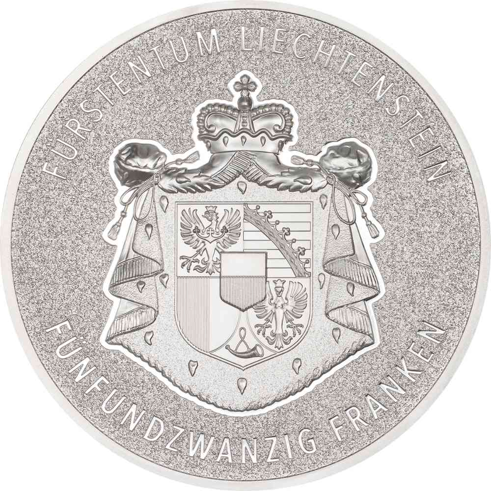 100 YEARS SWISS FRANC IN LIECHTENSTEIN 5 Oz Silver Coin 25 Francs Liechtenstein 2024 - PARTHAVA COIN