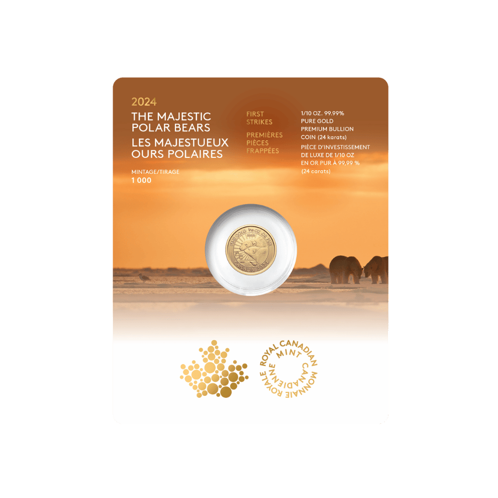 1/10 oz. 99.99% Pure Gold Coin: First Strikes – The Majestic Polar Bears (Premium Bullion)