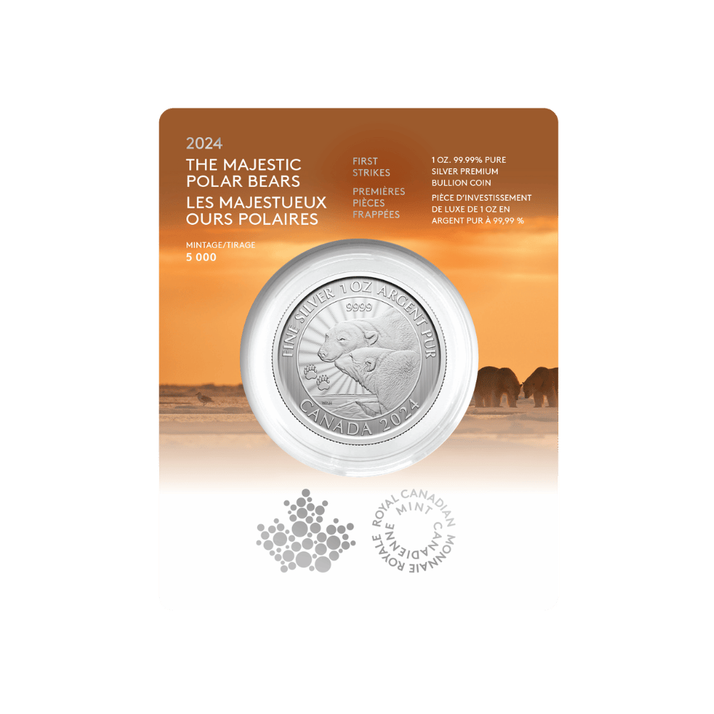 1 oz. 99.99% Pure Silver Coin: First Strikes – The Majestic Polar Bears (Premium Bullion)