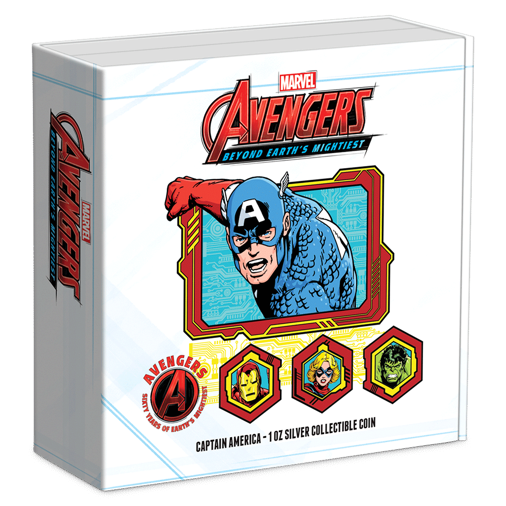 CAPTAIN AMERICA Marvel Avengers 60th Anniversary 1 Oz Silver Coin $2 Niue 2023 - Parthava Coin