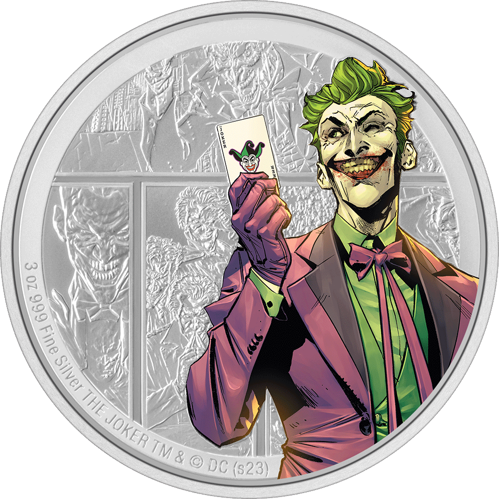 DC Villains THE JOKER™ 3 Oz Silver Coin - Parthava Coin