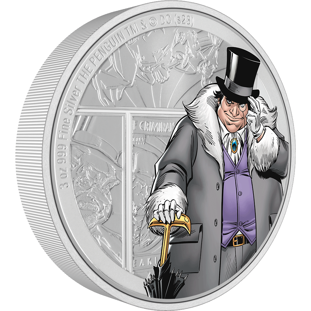 DC Villains THE PENGUIN™ 3 Oz Silver Coin - PARTHAVA COIN