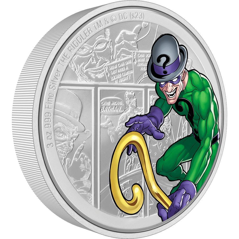 DC Villains THE RIDDLER™ 3 Oz Silver Coin