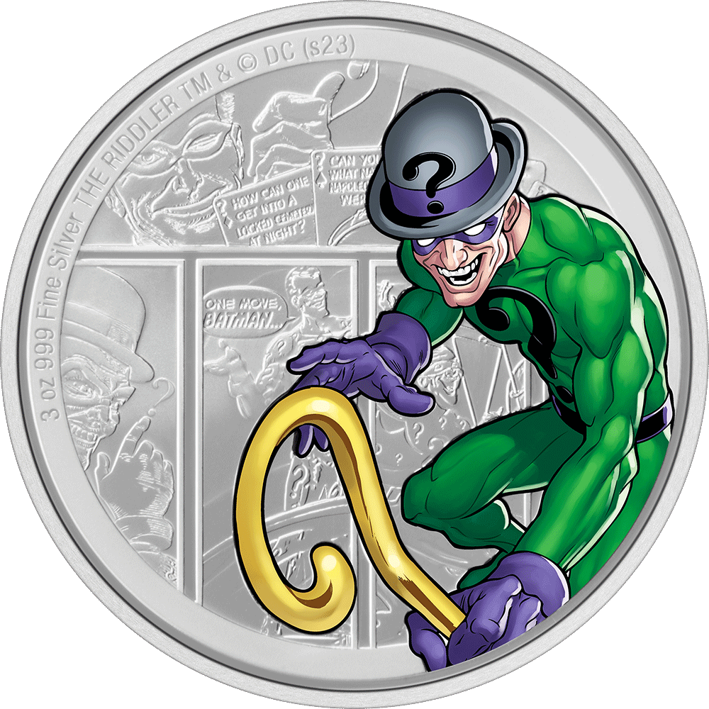 DC Villains THE RIDDLER™ 3 Oz Silver Coin