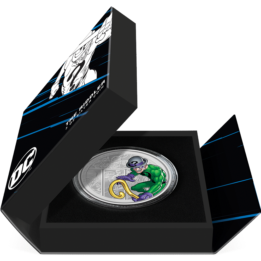 DC Villains THE RIDDLER™ 3 Oz Silver Coin