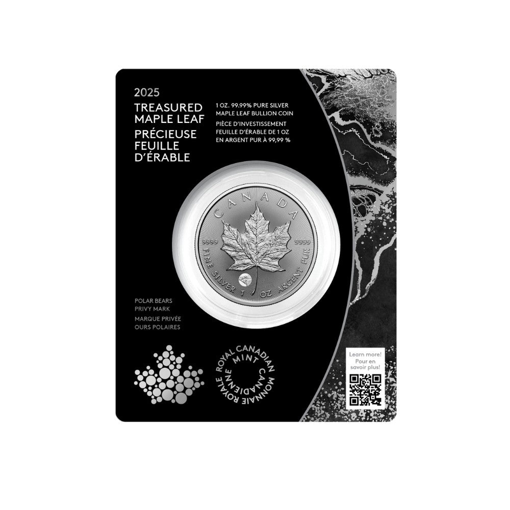 1-oz. 99.99% Pure Silver Coin Treasured Silver Maple Leaf: Polar Bears Privy Mark (Premium Bullion) - PARTHAVA COIN