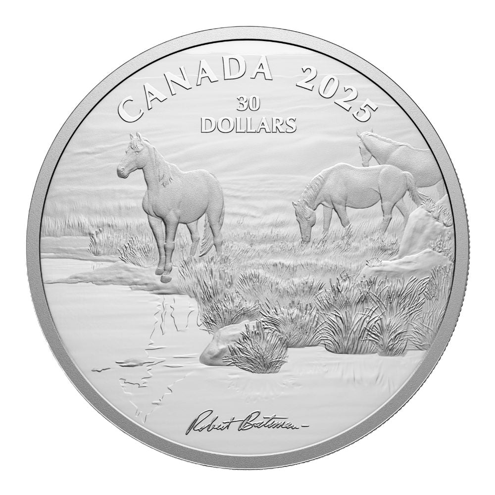 Mustang Country by Robert Bateman 2 Oz Fine Silver Coin Canada 2025 reverse - Royal Canadian Mint