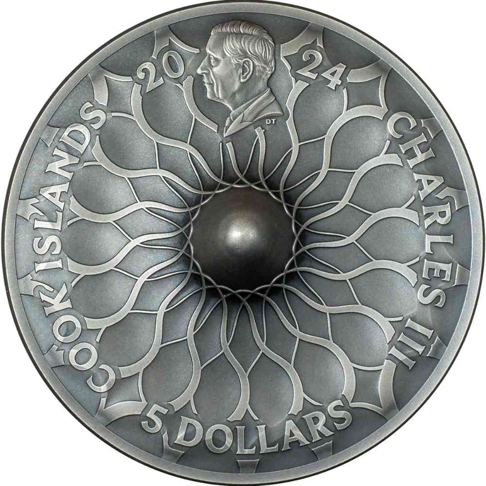 2nd EDITION SPINNING COIN Spinning Series 1 Oz Silver Coin $5 Cook Islands 2024