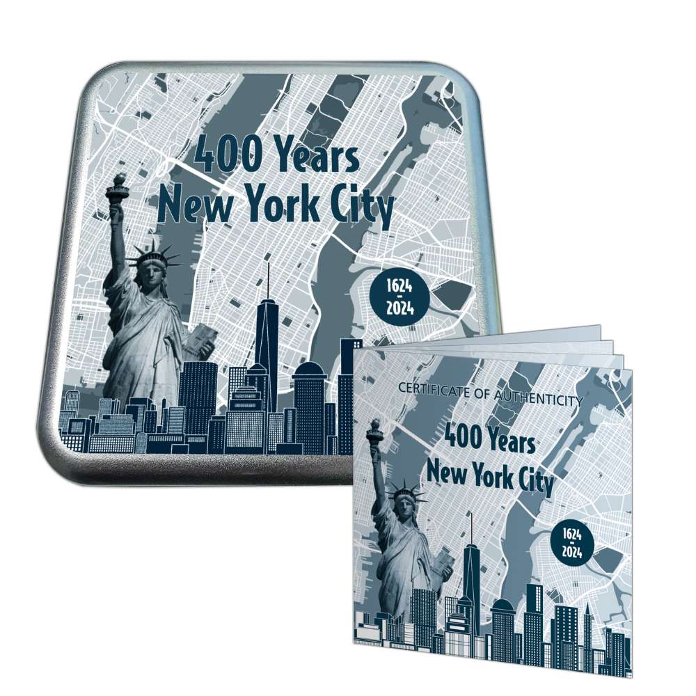 400 YEARS NEW YORK CITY 4 Oz Silver Coin $5 Barbados 2024 - PARTHAVA COIN