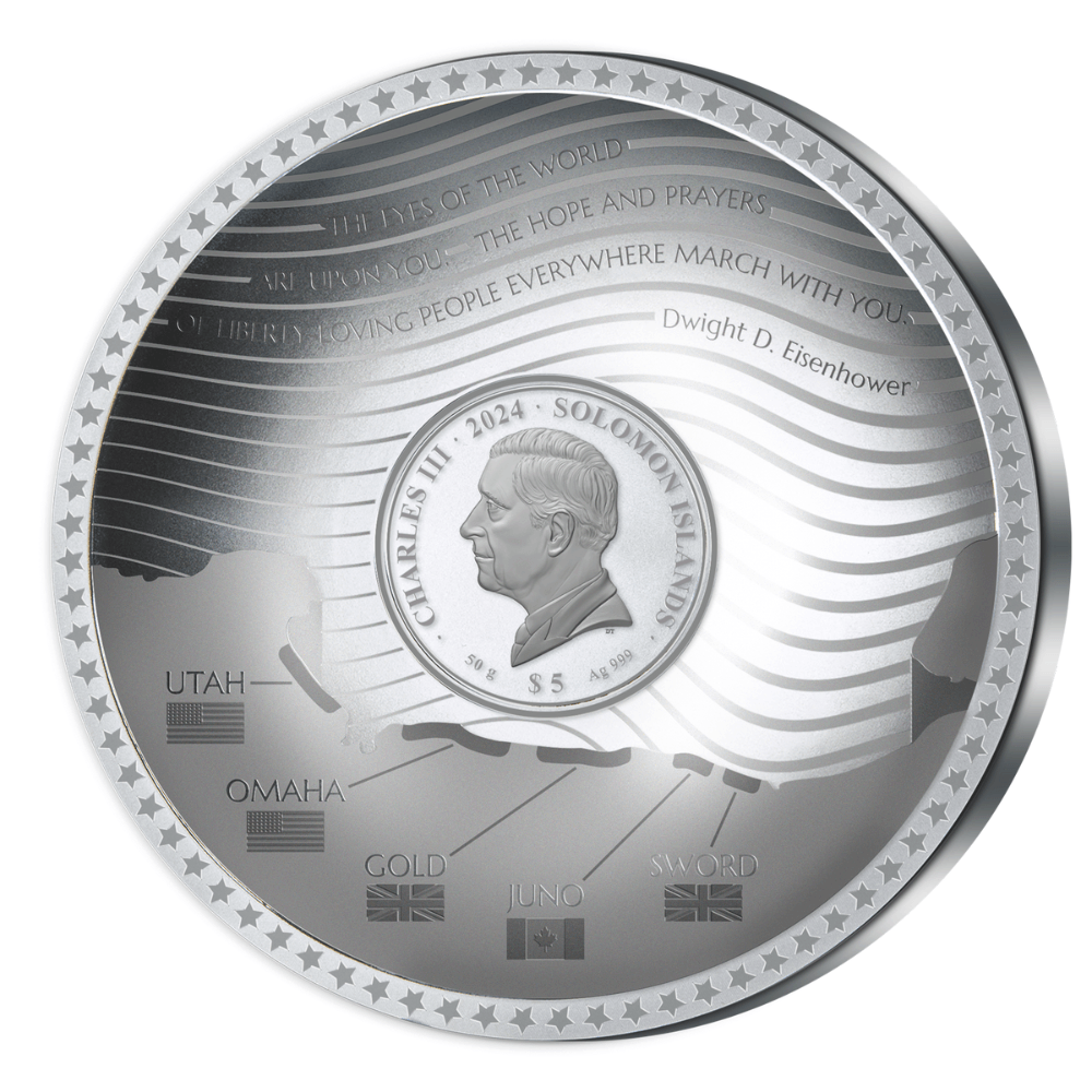 80TH ANNIVERSARY OF D-DAY 50g Silver Coin $5 Solomon Islands 2024 - PARTHAVA COIN