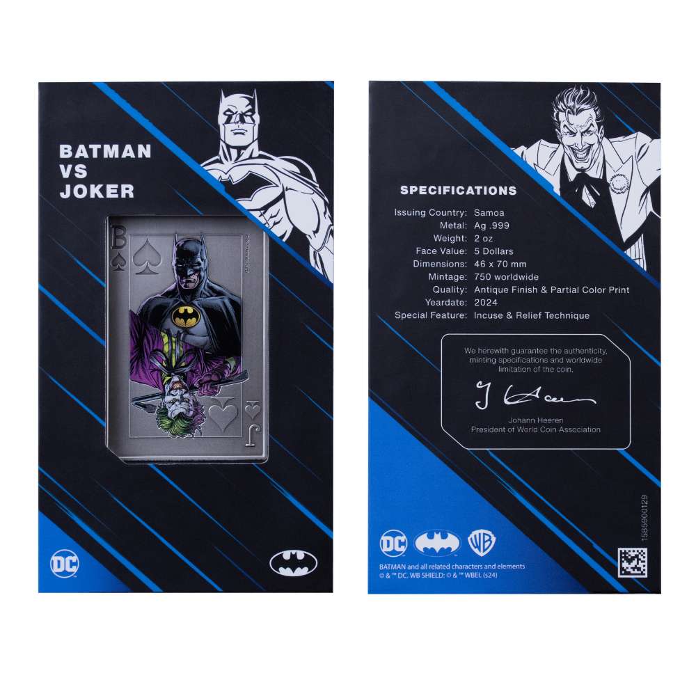 BATMAN VS JOKER 2 Oz Silver Coin $5 Samoa 2024 - PARTHAVA COIN