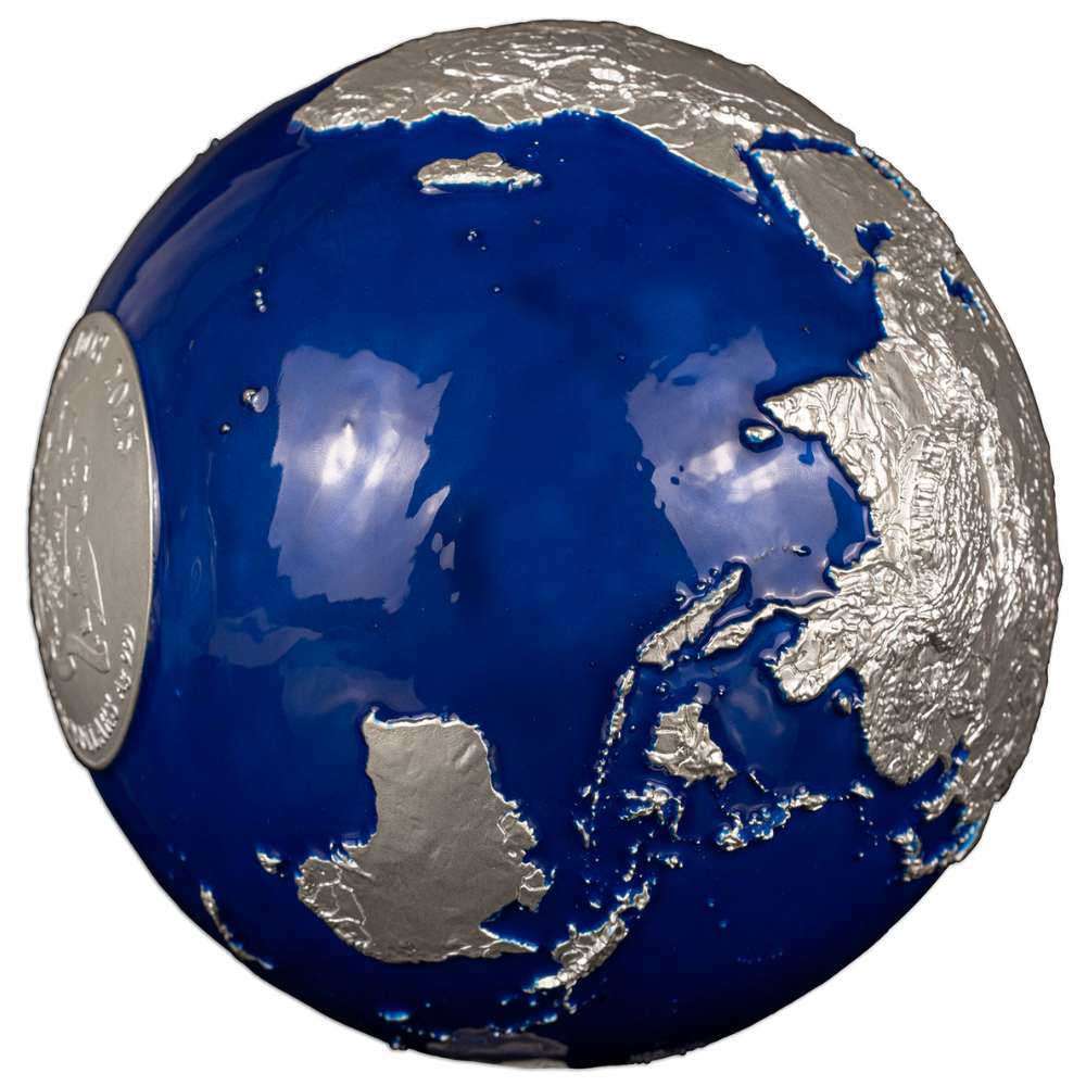 BLUE MARBLE 1 Kilo Spherical Silver Coin $25 Barbados 2025 - PARTHAVA COIN