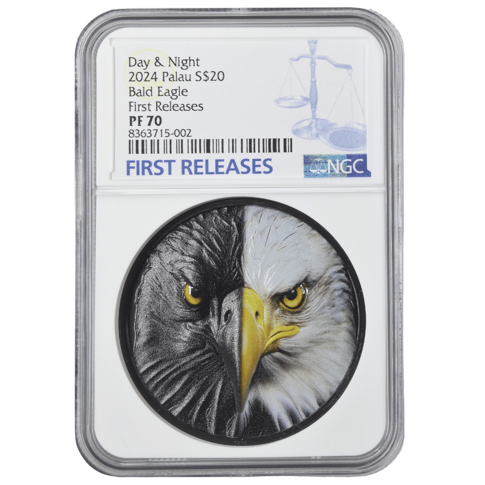 Bald Eagle Day and Night 3 Oz Silver Coin - First Releases PF 70 (NCG Cert #8363715-002) - PARTHAVA COIN