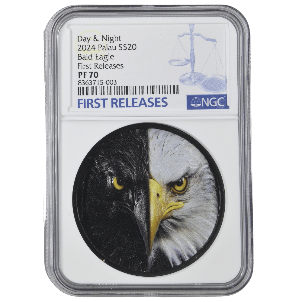 Bald Eagle Day and Night 3 Oz Silver Coin - First Releases PF 70 (NCG Cert #8363715-003) - PARTHAVA COIN