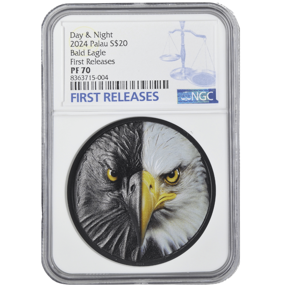 Bald Eagle Day and Night 3 Oz Silver Coin - First Releases PF 70 (NCG Cert #8363715-004) - PARTHAVA COIN