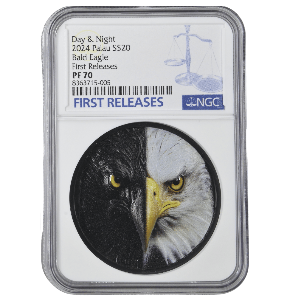 Bald Eagle Day and Night 3 Oz Silver Coin - First Releases PF 70 (NCG Cert #8363715-005) - PARTHAVA COIN