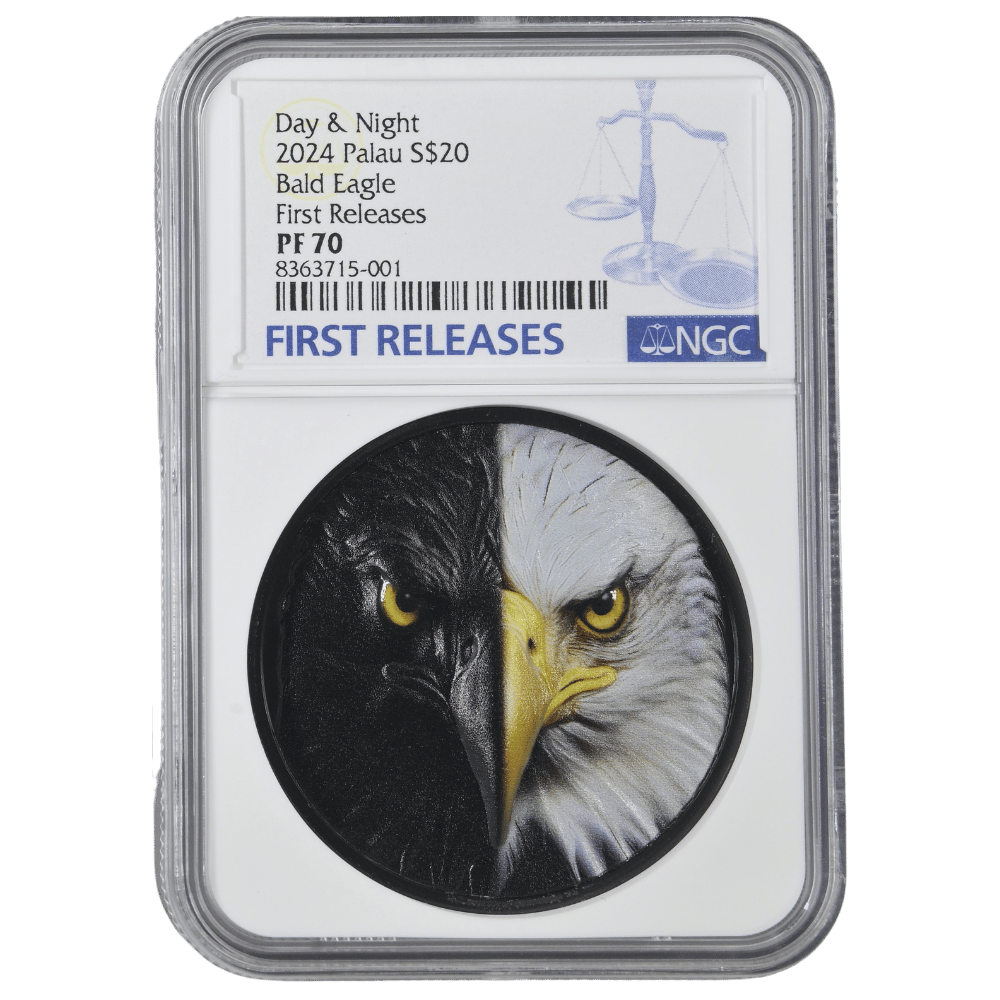 Bald Eagle Day and Night 3 Oz Silver Coin - First Releases PF 70 (NCG Cert #8363715-001)