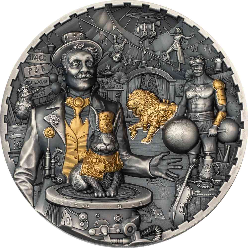 CARNIVAL Steampunk 3 Oz Silver Coin $20 Cook Islands 2024