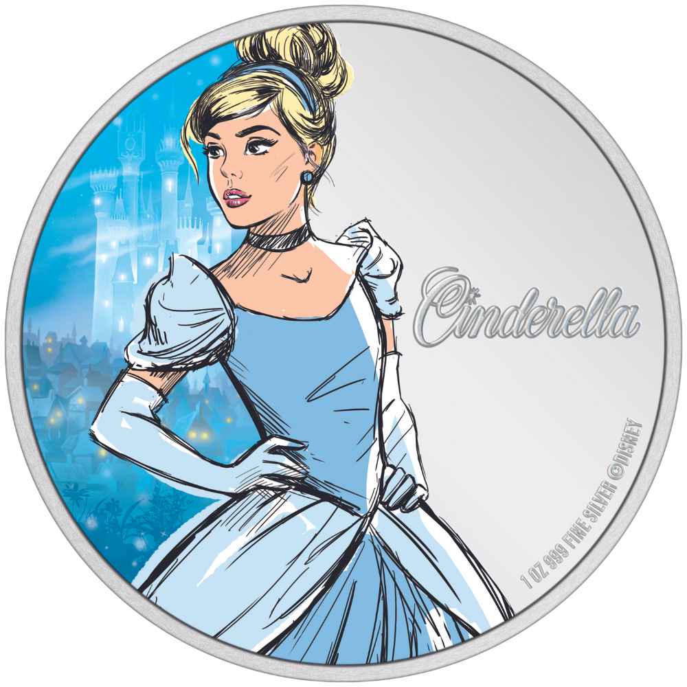 CINDERELLA Disney Princess 1 Oz Silver Coin $2 Niue 2024