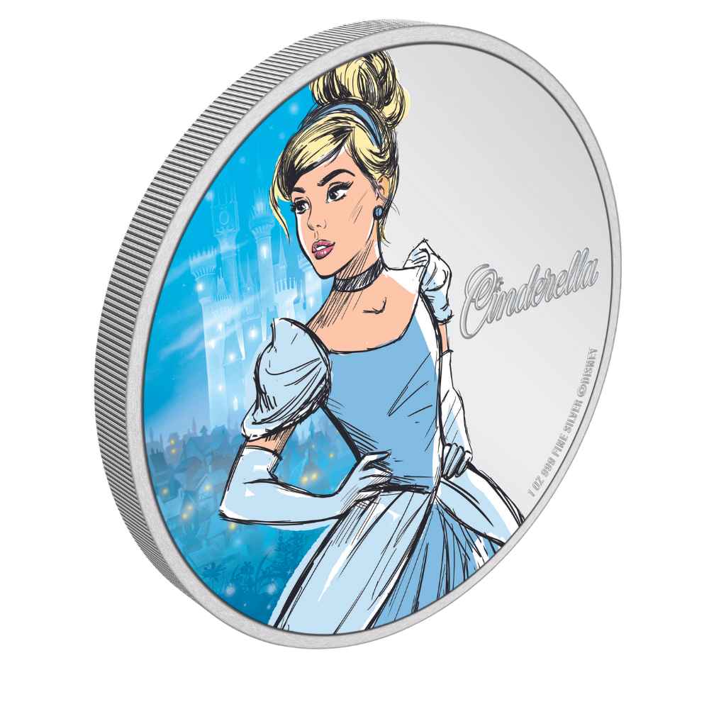 CINDERELLA Disney Princess 1 Oz Silver Coin $2 Niue 2024