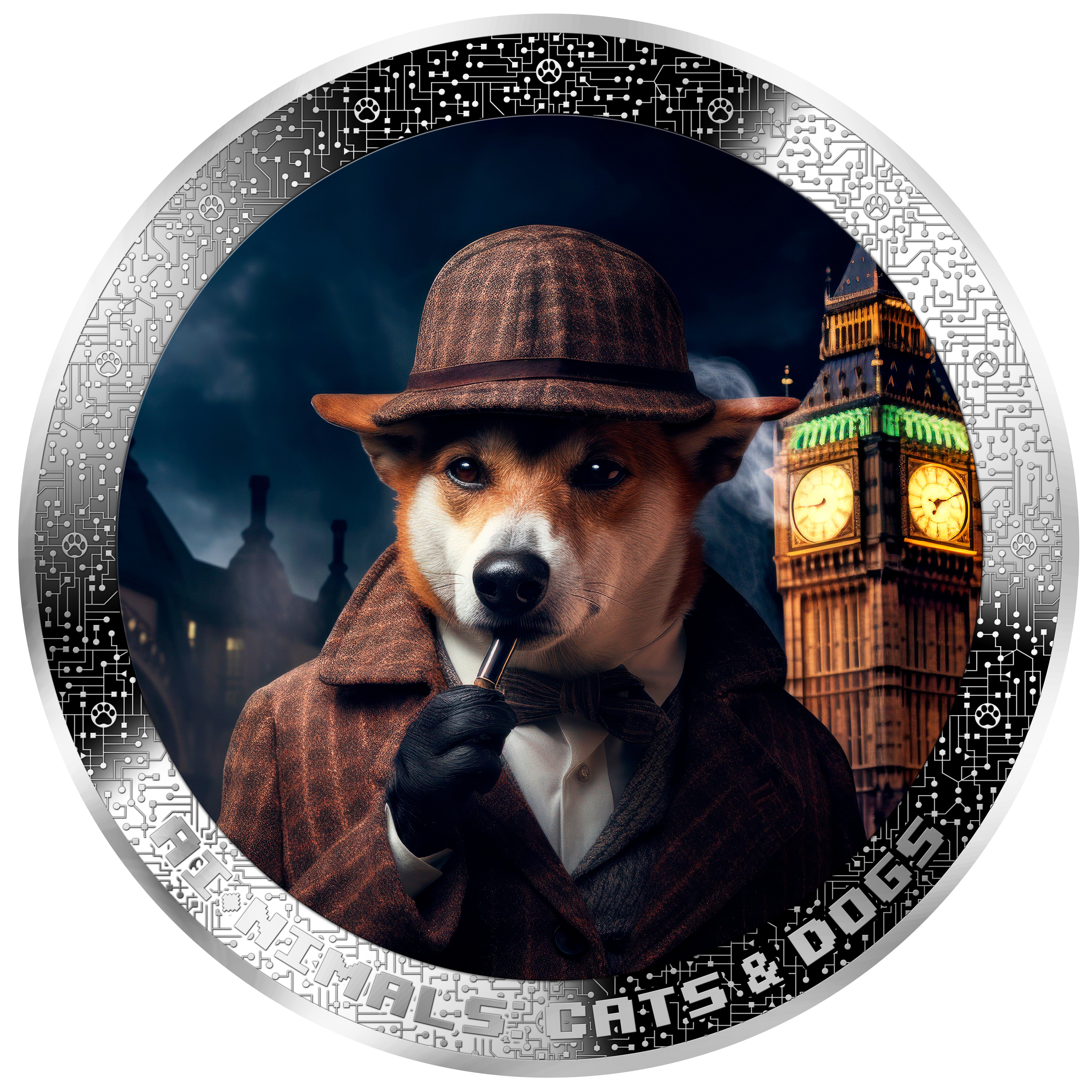 DETECTIVE DOG AI-NIMALS 1 Oz Silver Coin 1000 Francs Cameroon 2025 - PARTHAVA COIN