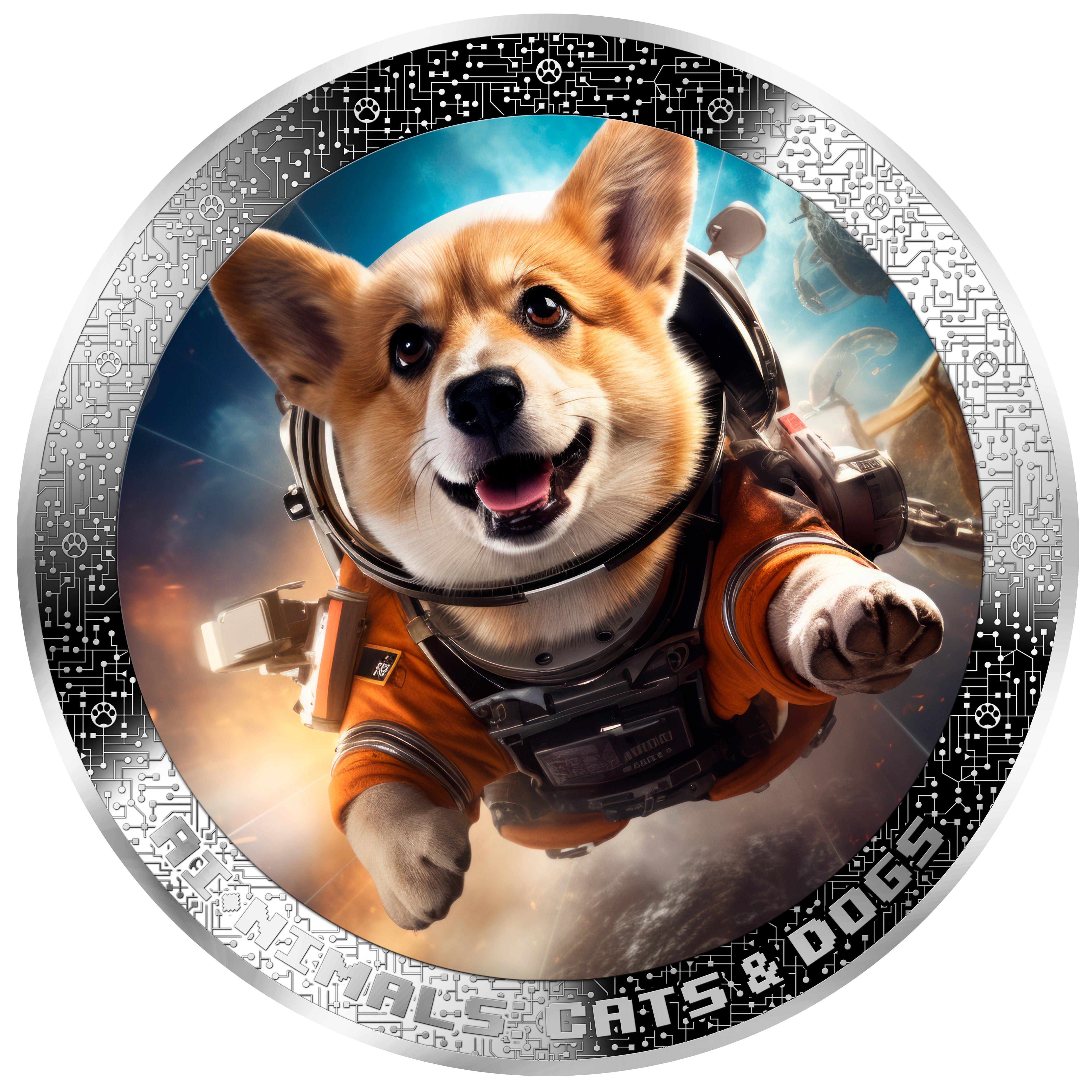 ASTRONAUT DOG AI-NIMALS 1 Oz Silver Coin 1000 Francs Cameroon 2025 - PARTHAVA COIN