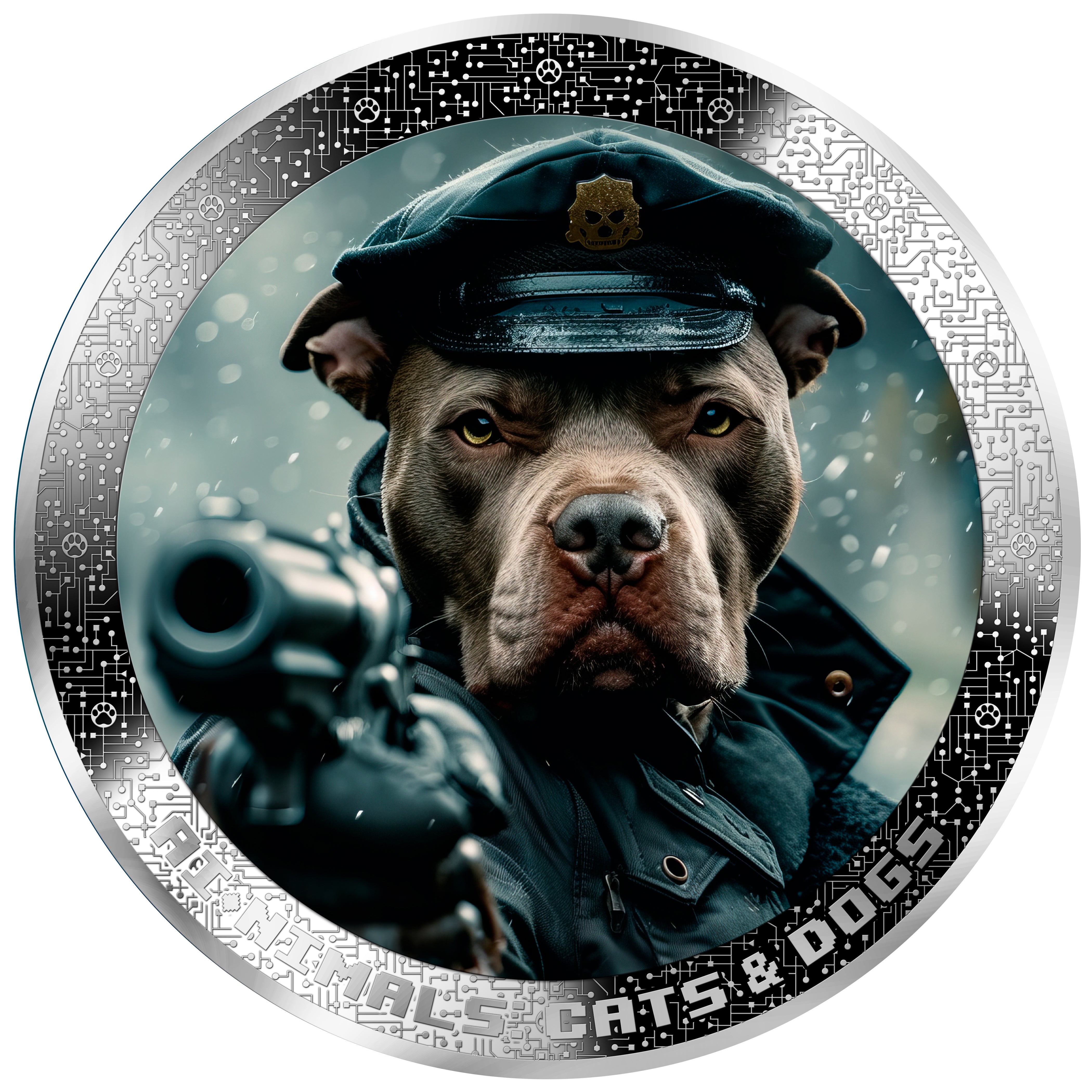 POLICE DOG AI-NIMALS 1 Oz Silver Coin 1000 Francs Cameroon 2025 - PARTHAVA COIN