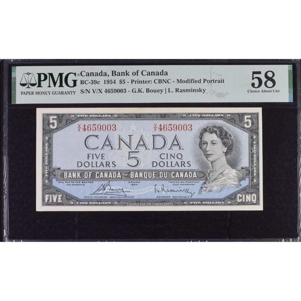 Canada 5 Dollars 1954 Pick BC-39c Choice About UNC 58