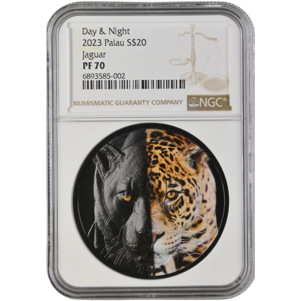 Day and Night JAGUAR 3 Oz Silver Coin $20 Palau 2023- NGC Graded PF 70