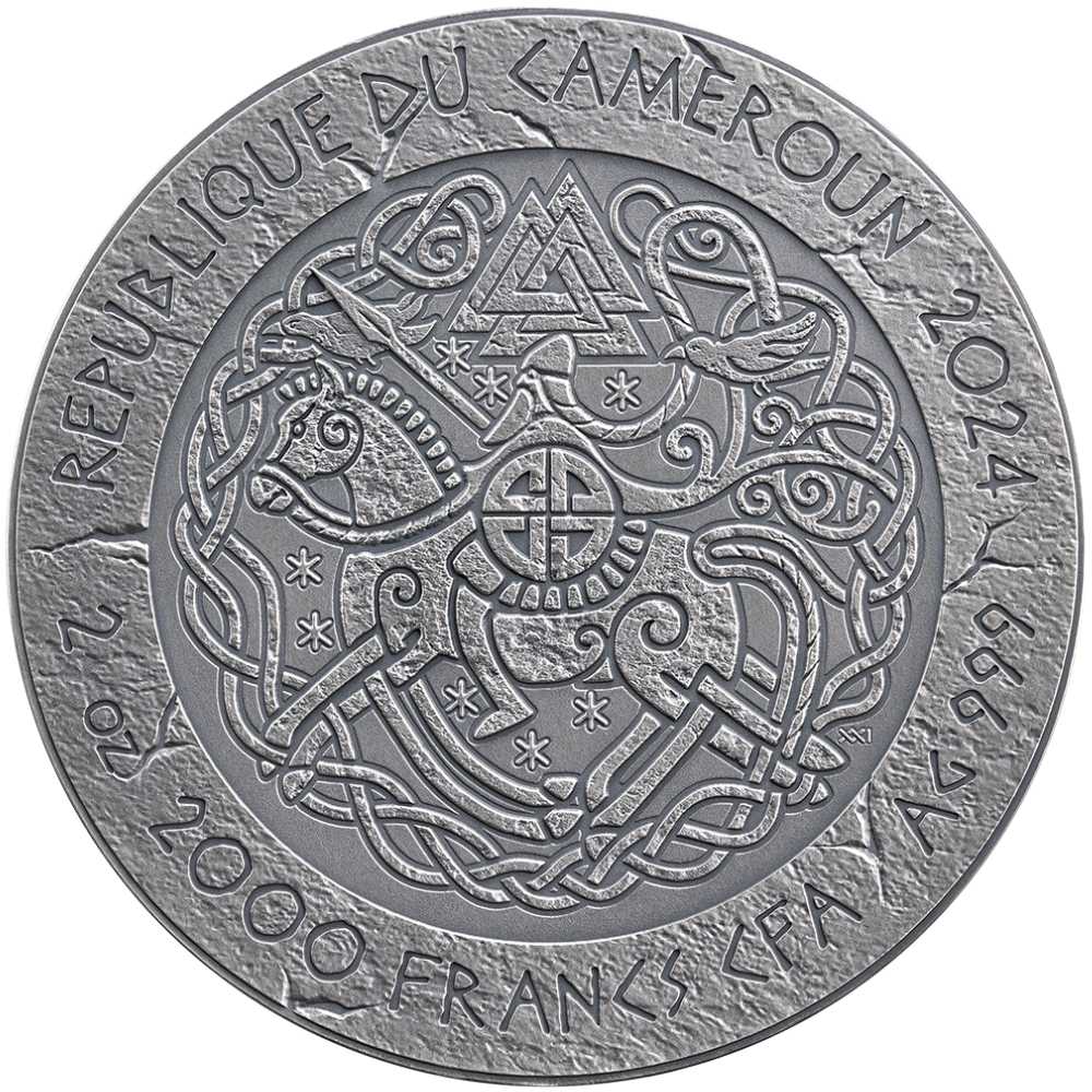 FREYDIS EIRIKSDOTTIR Way to Valhalla 2 Oz Silver Coin 2000 Francs Cameroon 2024 - PARTHAVA COIN
