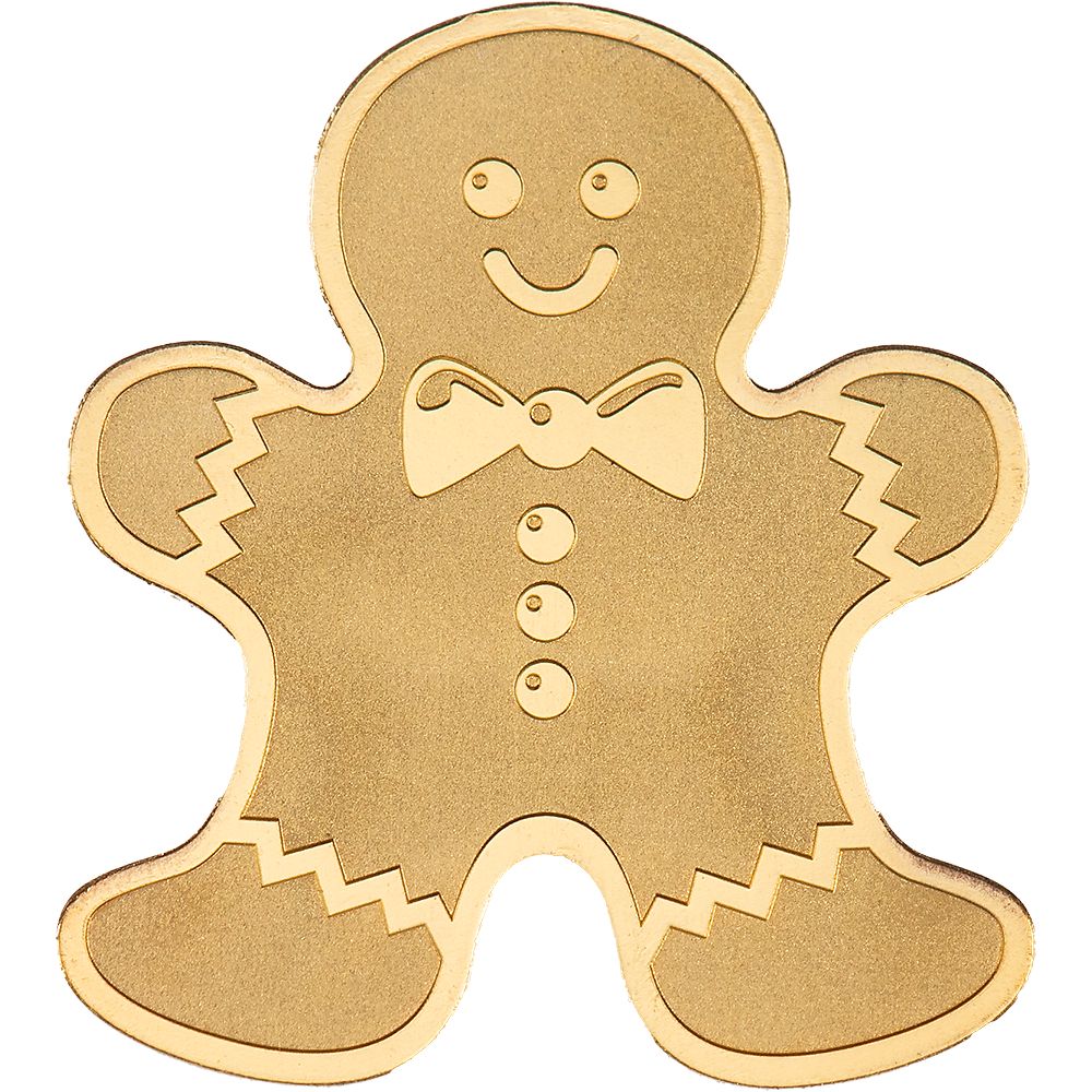 GINGERBREAD MAN Golden Highlights Gold Coin $1 Palau - PARTHAVA COIN