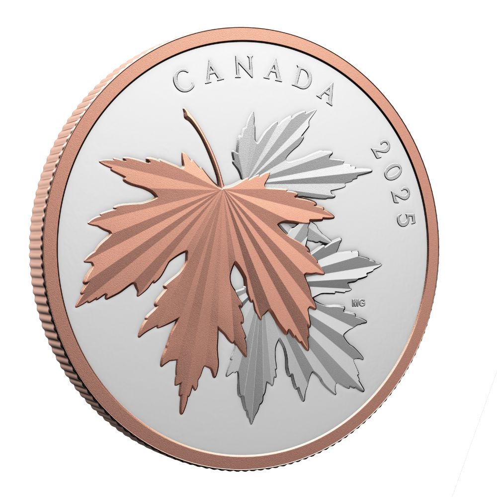 GLEAMING MAPLE LEAVES 10 Oz Fine Silver Coin $100 Canada 2025