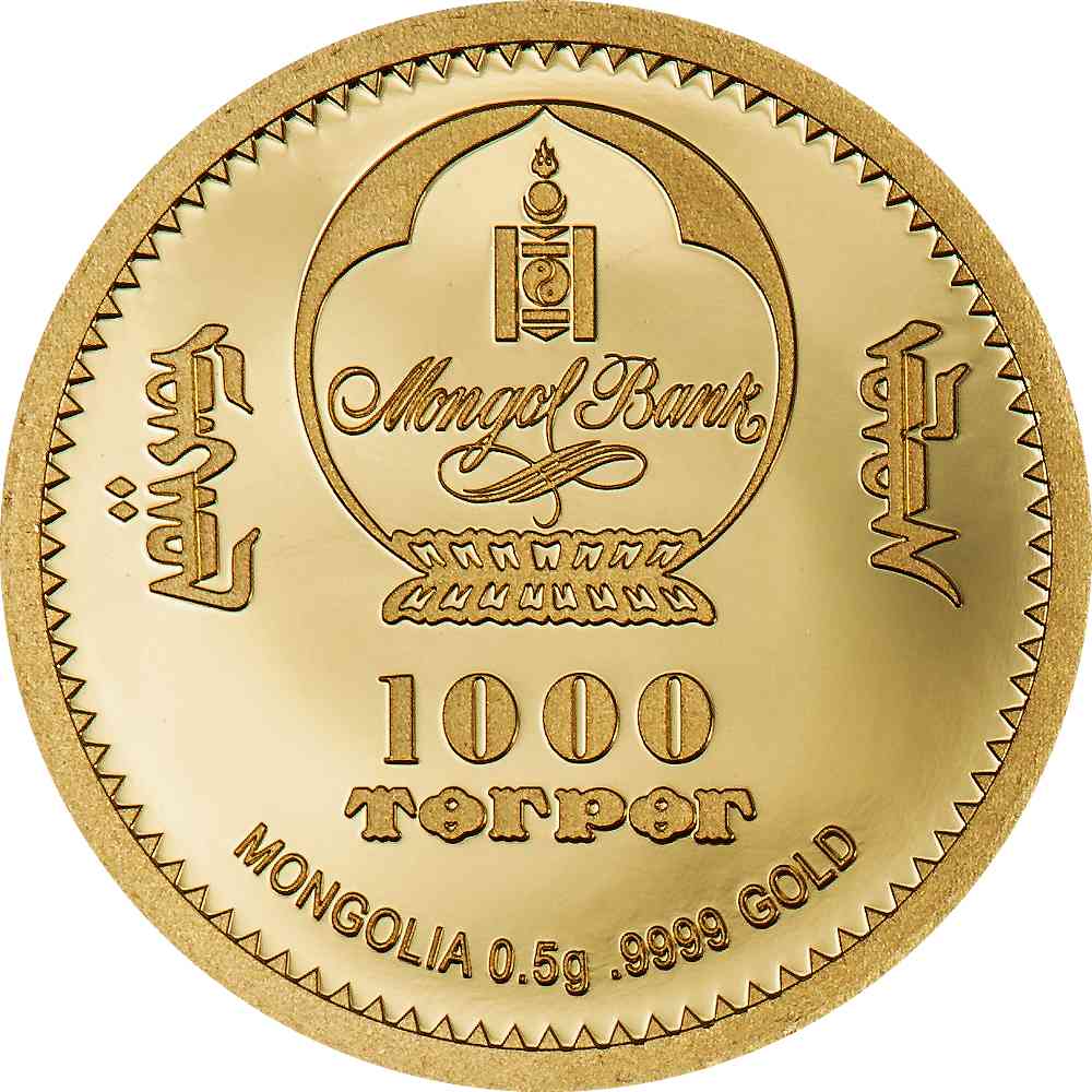 GOLDEN AVES Evolution of Life 0.5 g Gold Coin 1000 Togrog Mongolia 2024