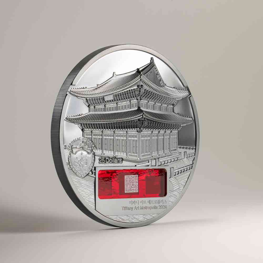 GYEONGBOKGUNG PALACE Tiffany Art Metropolis 5 Oz Silver Coin $25 Palau 2024