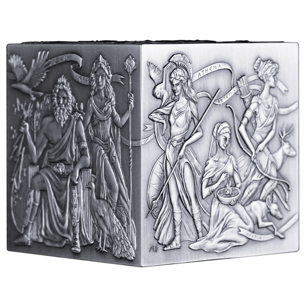 Greek Gods 1 Kg Silver Cube 2025 - PARTHAVA COIN