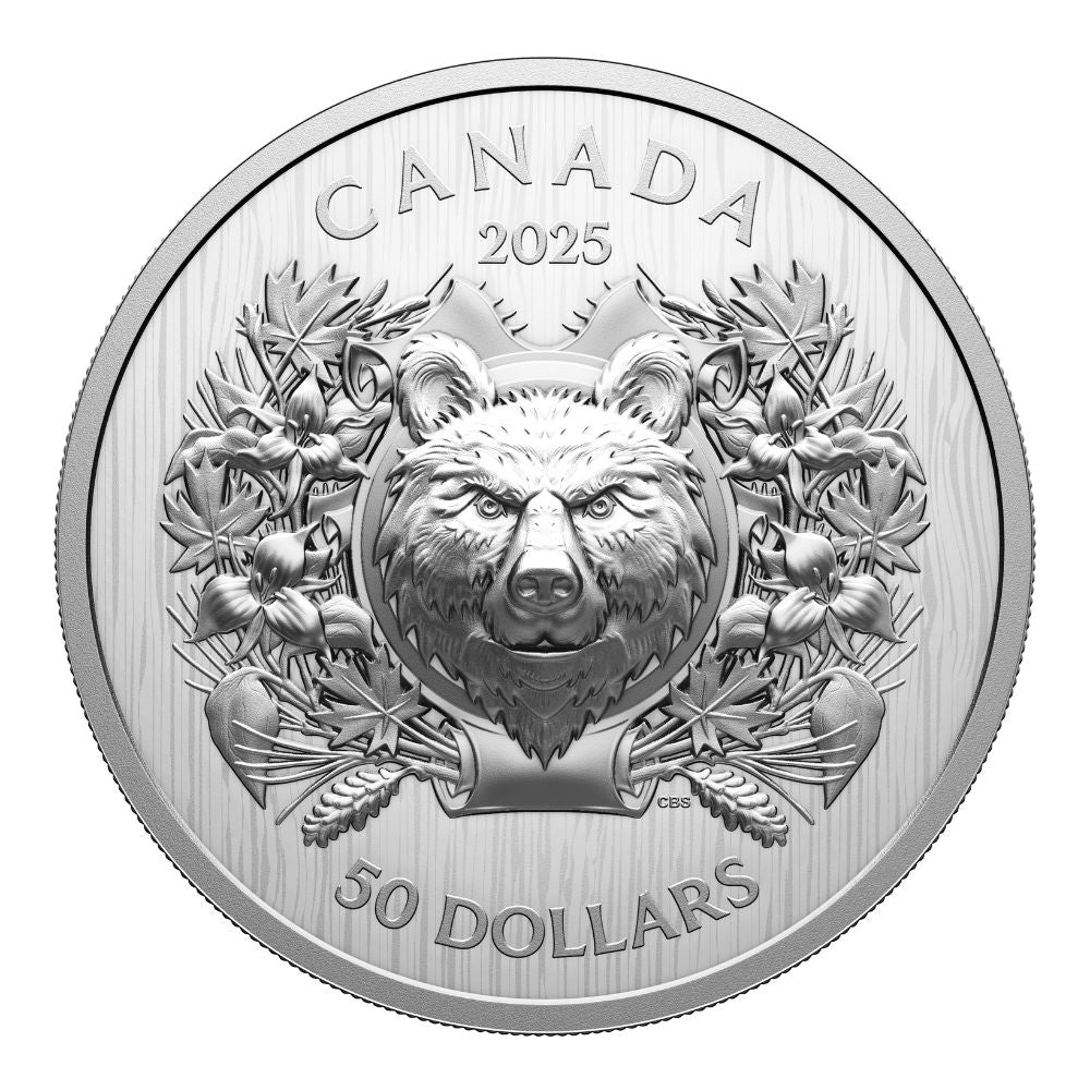 HERALDIC BEAR EHR/UHR Fine Silver Coin $50 Canada - PARTHAVA COIN