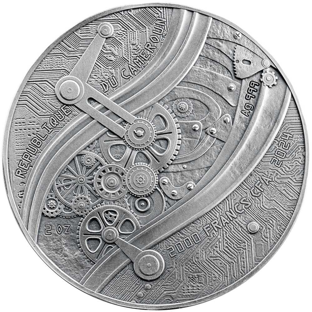LEONARDO DA VINCI Futurists of the Past 2 Oz Silver Coin 2000 Francs Cameroon 2024 - PARTHAVA COIN