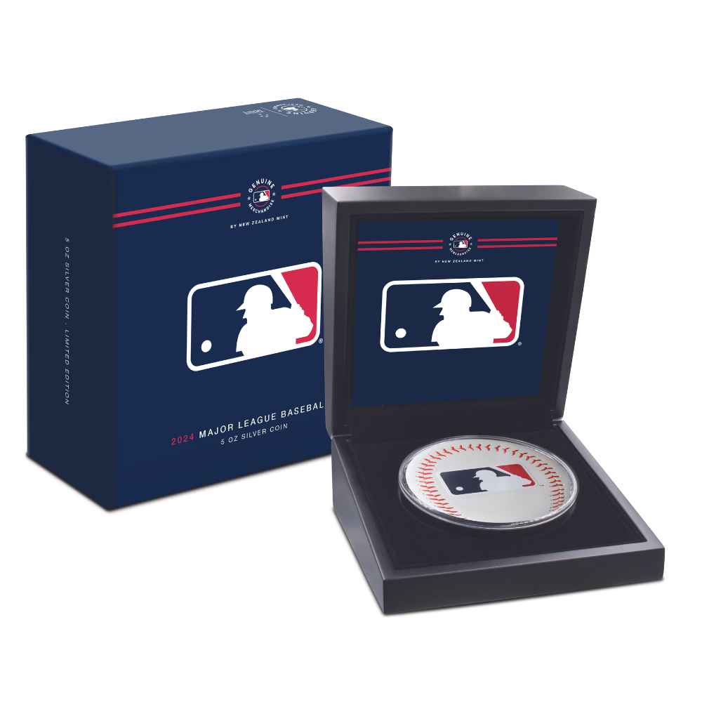 MLB LOGO Major League Baseball 5 Oz Silver Coin $10 Niue 2024