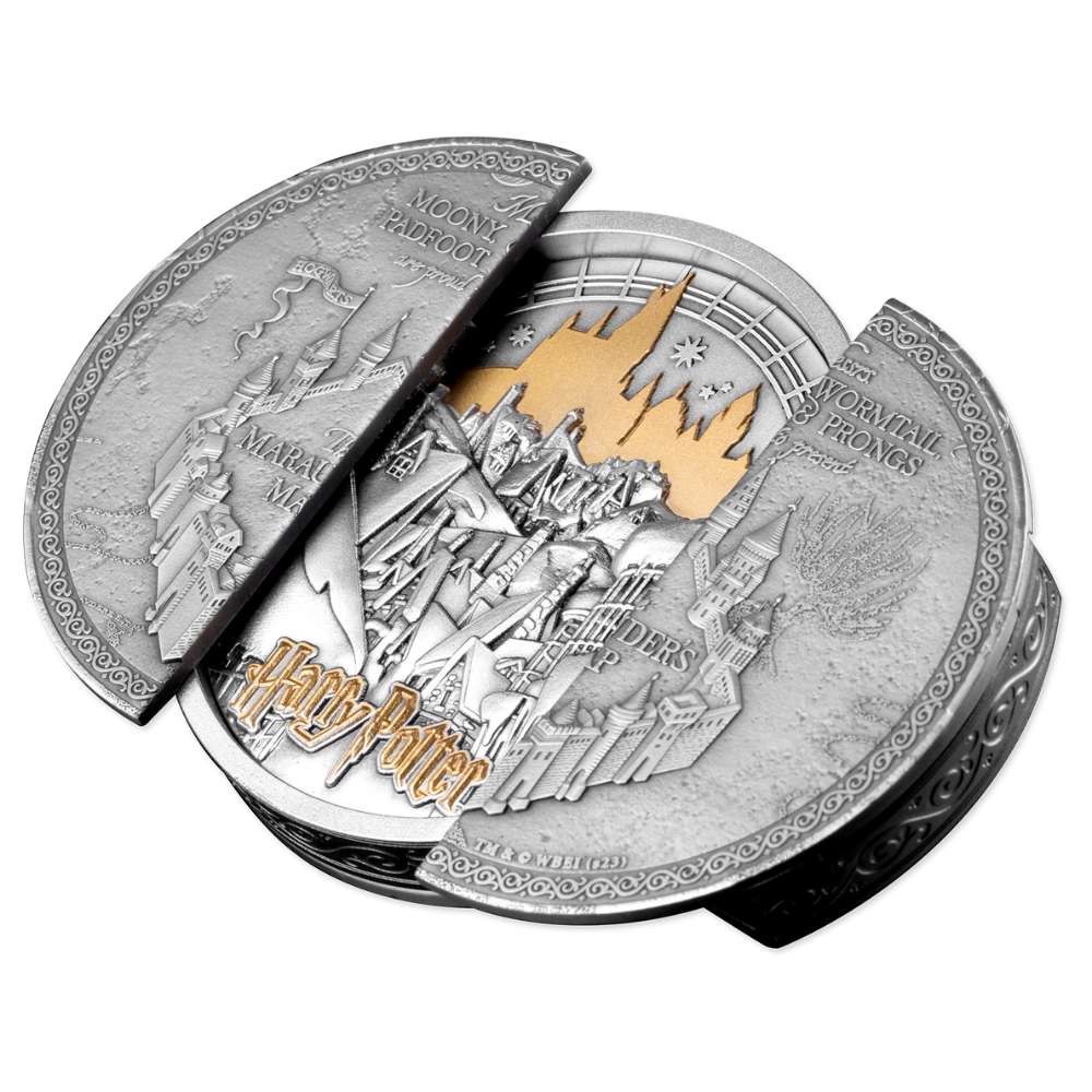 MARAUDER MAP Harry Potter 5 Oz Silver Coin $10 Samoa 2024 - PARTHAVA COIN