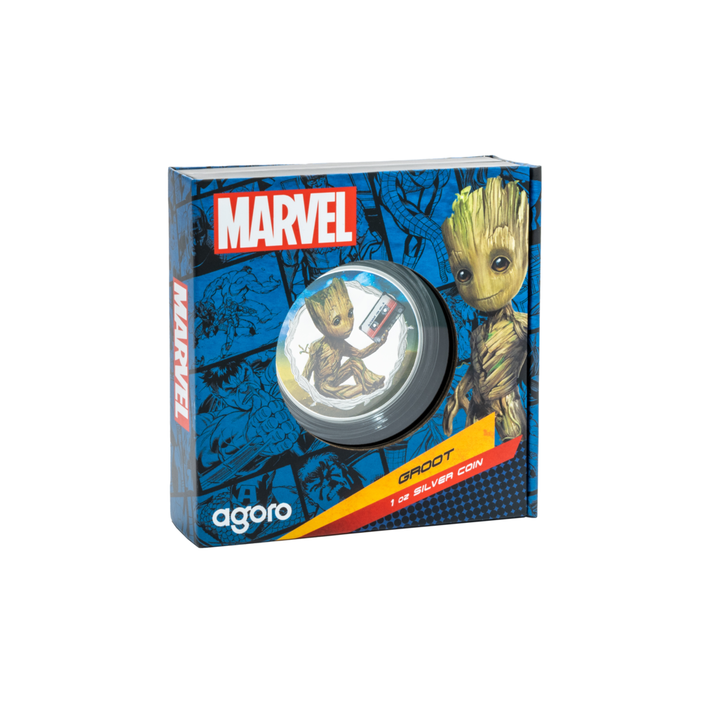 GROOT Marvel 1 Oz Silver Coin $2 Niue 2025