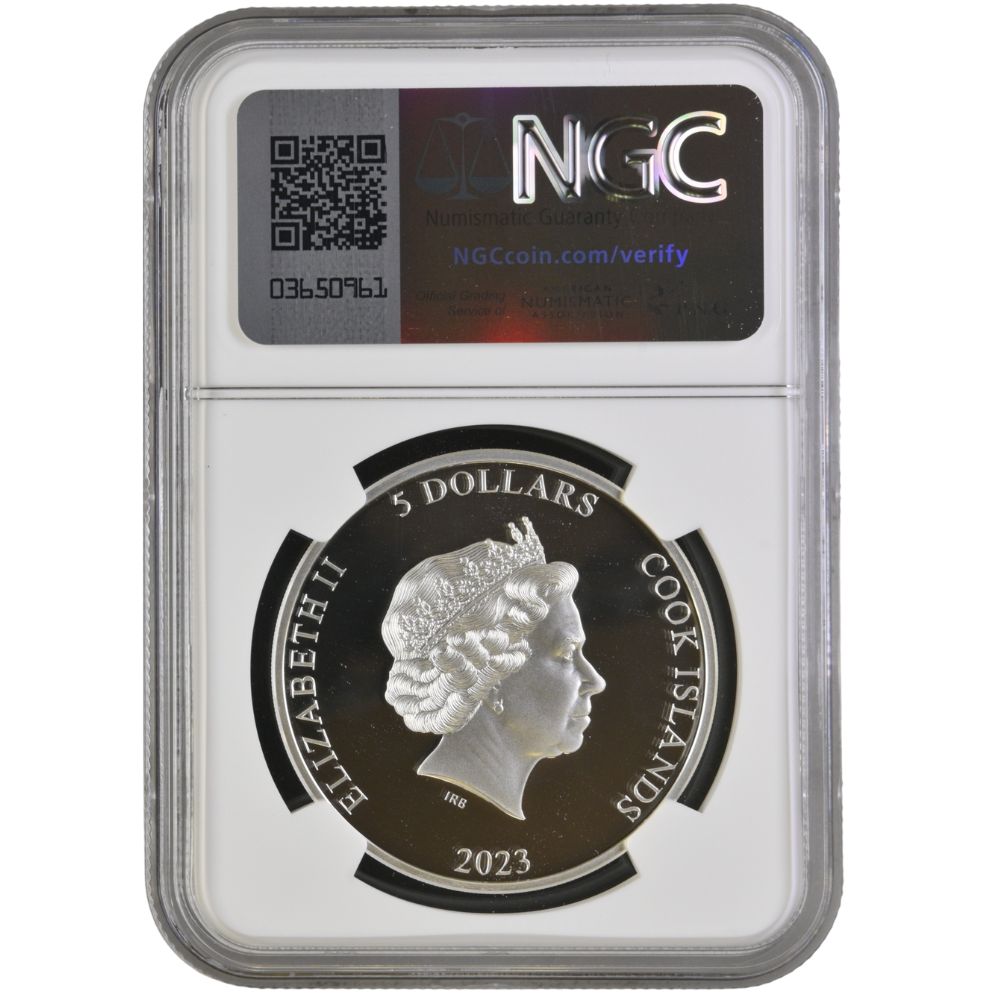 Iron Maiden-EDDIE THE TROOPER 1 Oz Silver Coin $5 Cook Islands 2023- NGC Graded PF 69 Ultra Cameo