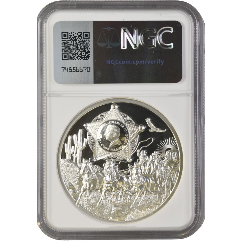 WILD WEST Legends 3 Oz Silver Coin $20 Cook Islands 2024- NGC Graded PF 70 Ultra Cameo