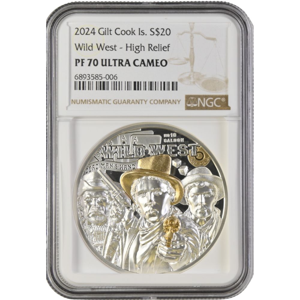 WILD WEST Legends 3 Oz Silver Coin $20 Cook Islands 2024- NGC Graded PF 70 Ultra Cameo